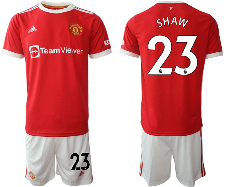 Men 2021-2022 Club Manchester United home red #23 Adidas Soccer Jersey